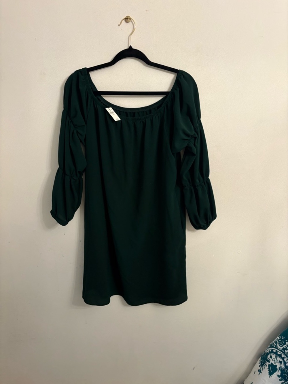 Aerie medium oversized Forest Green Puff-Sleeve Women's Dress NWT